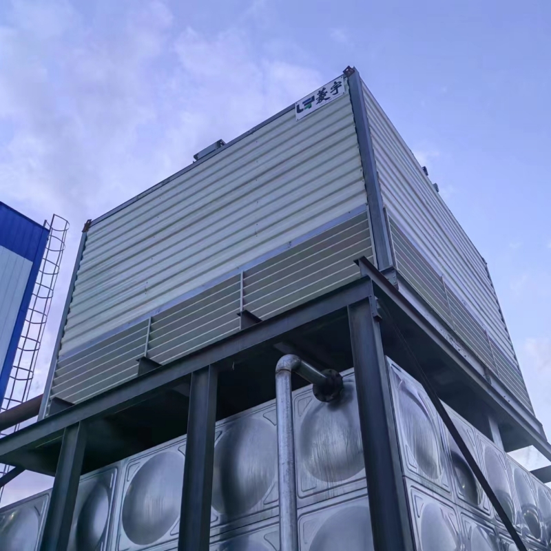 甘肅菱宇方形逆流式鈑金冷卻塔通水成功